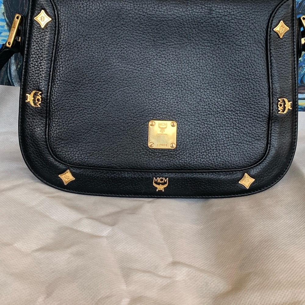 MCM Vintage Black Crossbody Bag with Gold Accents - Picture 2 of 8